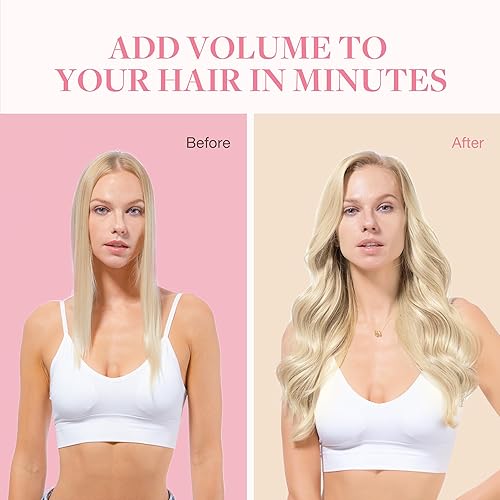 Miniatura 6 de GOO GOO Extensiones de cabello humano con alambre, rubio ceniza degradado a rubio dorado y rubio platino, extensiones de cabello Remy de 14