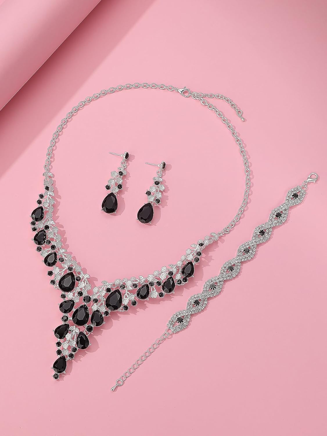 Wedding Bridal Bridesmaid Austrian Crystal Rhinestone Jewelry Sets Statement Choker Necklace Earrings Bracelets Sets for Wedding Party Prom - Image 4