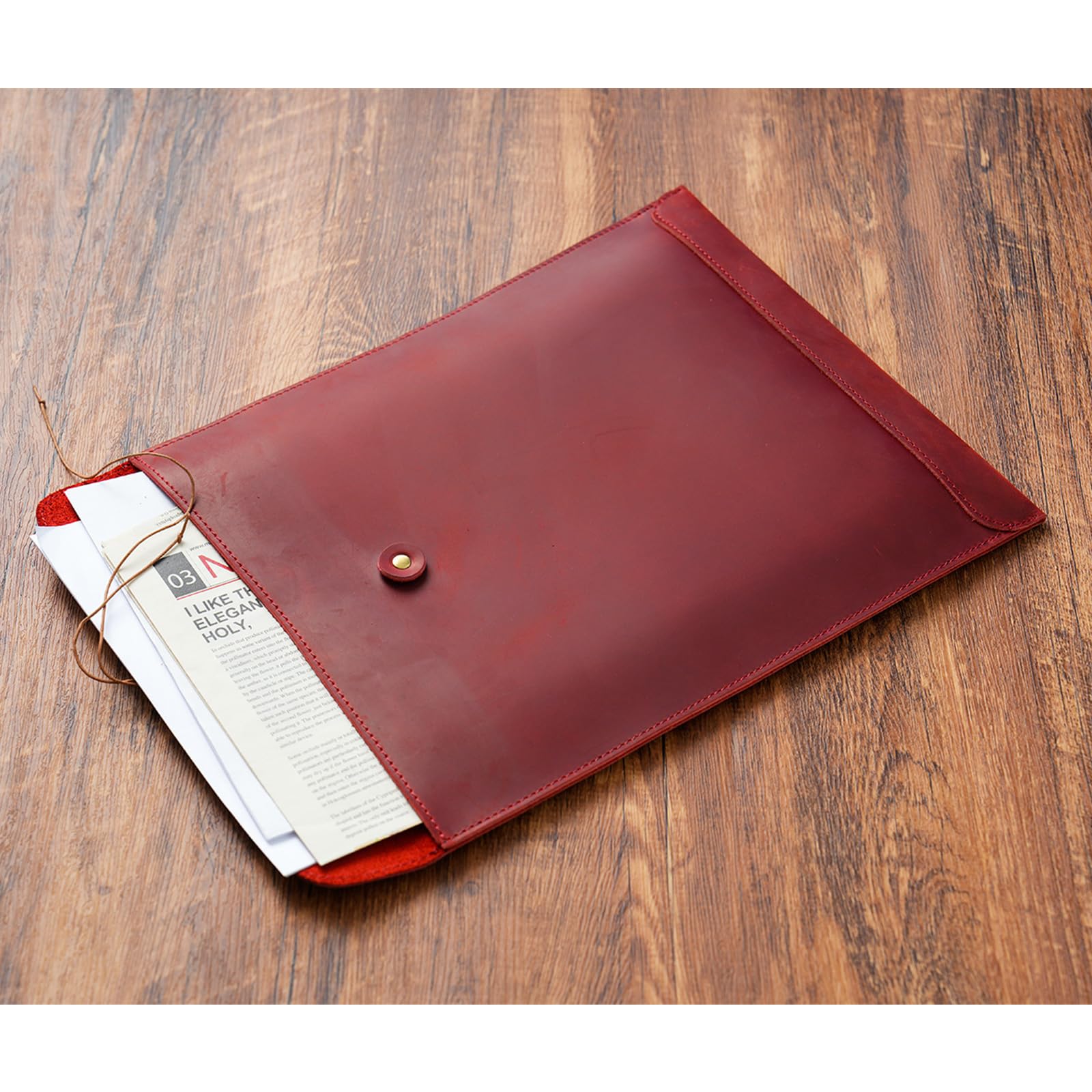 PU-Leder-Dokumentenmappe, Aktenordner, mit Kordelverschluss, Leder-Dokumentenhalter, Tasche, Briefgröße, Aktenordner, tragbarer Dokumentenumschlag