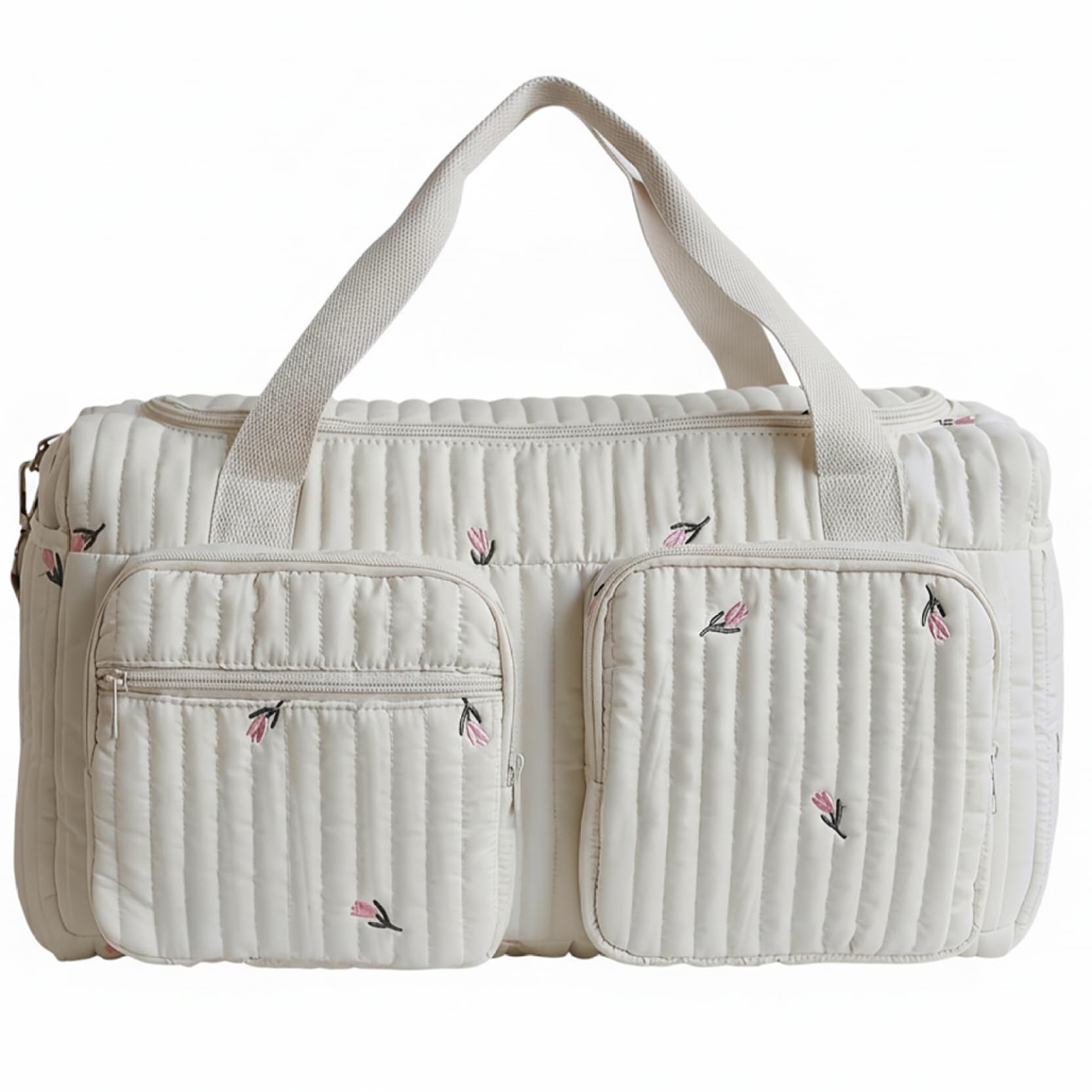 Bemonew Mommy Baby Duffle Bag - Large Capacity Quilted Diaper Bag for Women with Multiple Pockets for Hospital and Weekender Style 1