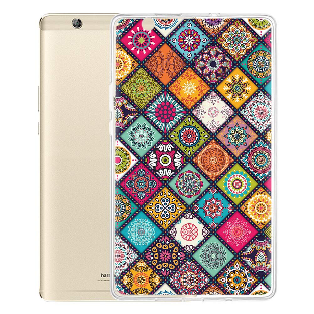 ZhuoFan For Huawei MediaPad M3 8.4 Case, Cover Silicone Transparent Clear with Pattern Slim Shockproof Soft Gel TPU Shell Sleeve Skin for Huawei MediaPad M3 8.4 Tablet, Checkered
