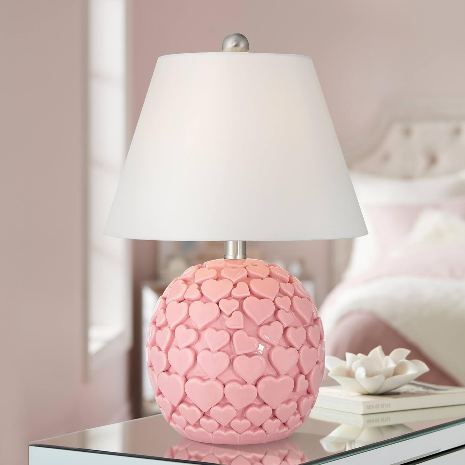360 Lighting Aurora 17 1/4" High Pink Hearts Ceramic Table Lamp