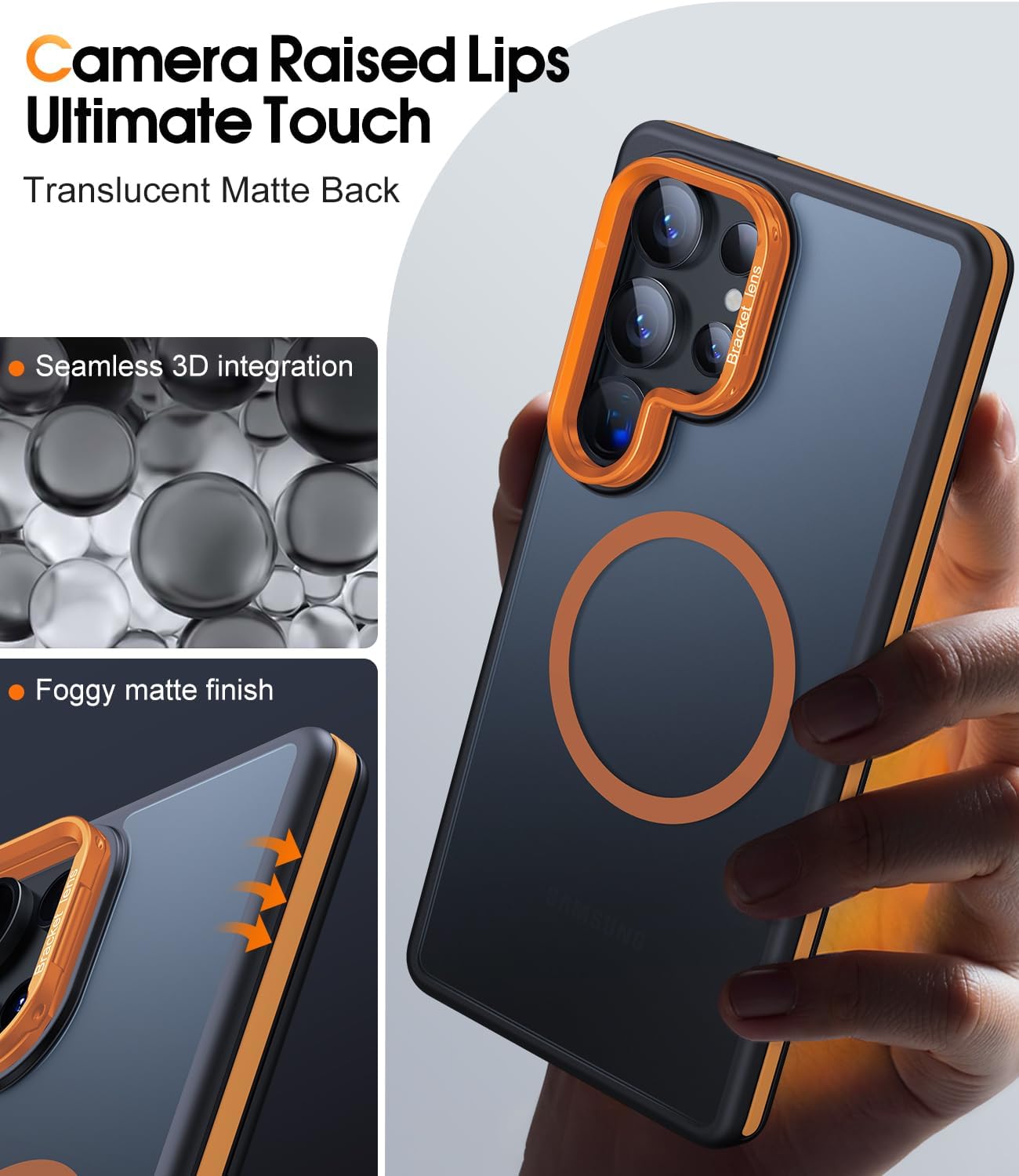 JAME for Samsung Galaxy S25 Ultra Case, [Compatible with Magsafe], [Military-Grade Protection], [with Camera Stand Guard] Shockproof Slim Fit Phone Case for Samsung Galaxy S25 Ultra Case, Orange - Image 8