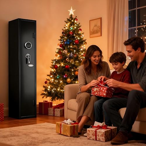 Miniatura 2 de KAER Caja fuerte para armas 2-3 para rifles y pistolas, gabinete para escopetas, acceso rápido, cajas fuertes largas para rifle con estante