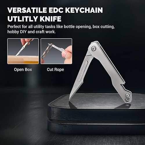 Miniatura 6 de edcfans Cuchillo de bisturí plegable, pequeño cuchillo de bolsillo para hombres con 10 piezas de cuchillas reemplazables quirúrgicas #11, cuchillos