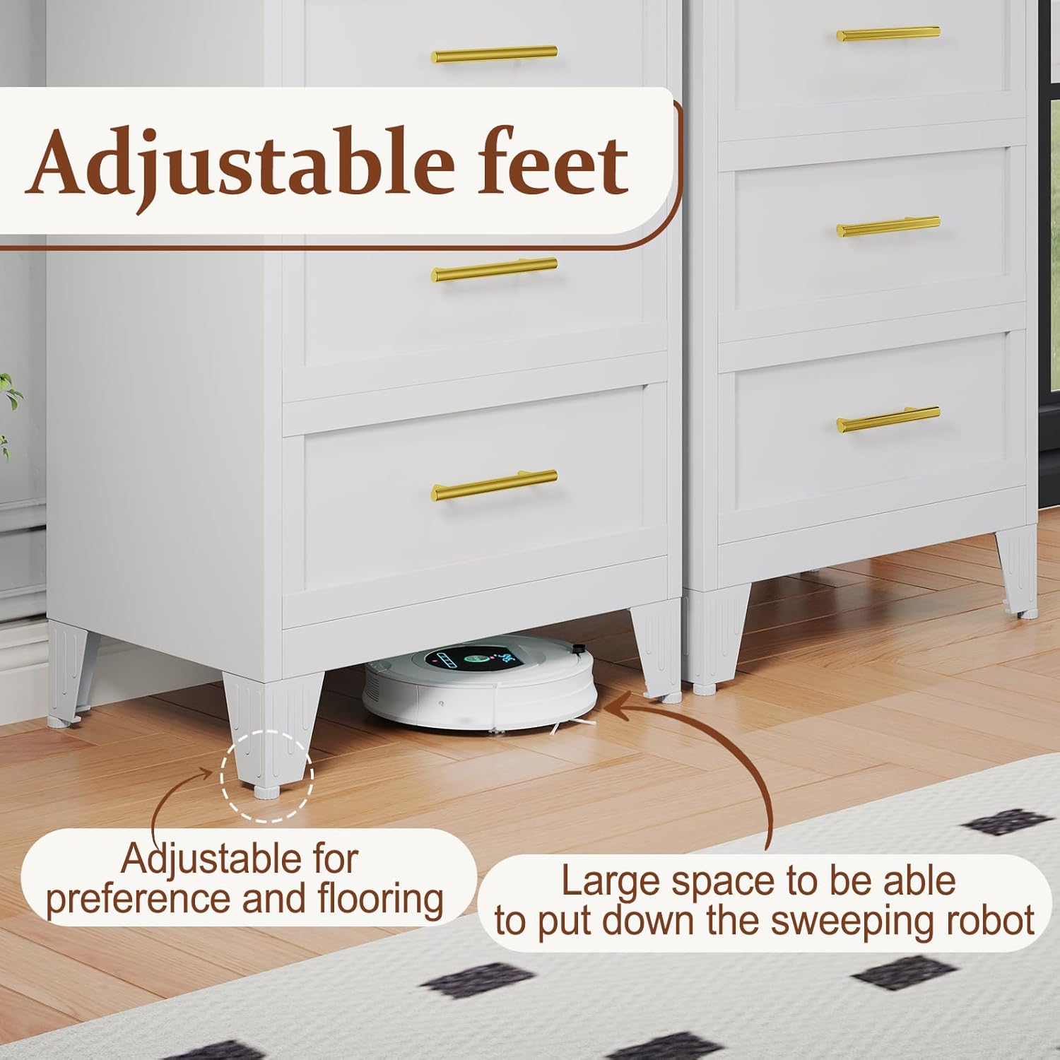 Metal Dresser, White Tall Dresser for Bedroom, 53.54" H Dressers & Chests of Drawers, 5 Drawer Dressers for Living Room, Entryway, Hallyway (White, 5 Drawers)