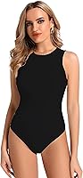 Vista 2 de BSXIJIE Body sin mangas para mujer, cuello halter, sexy, cuello redondo, básico, ajustado, para mujer