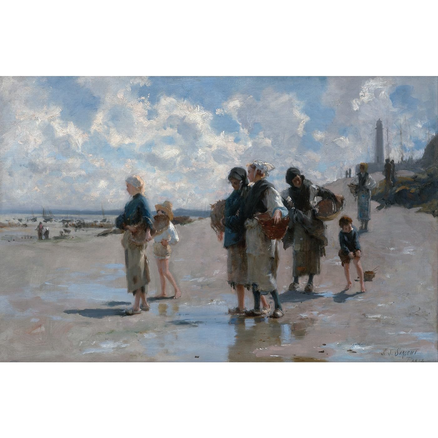ARTICULOZY Stampa giclée – Sargent – Pesca di ostriche a Cancale – 61 x 81 cm stampa artistica da parete su tela