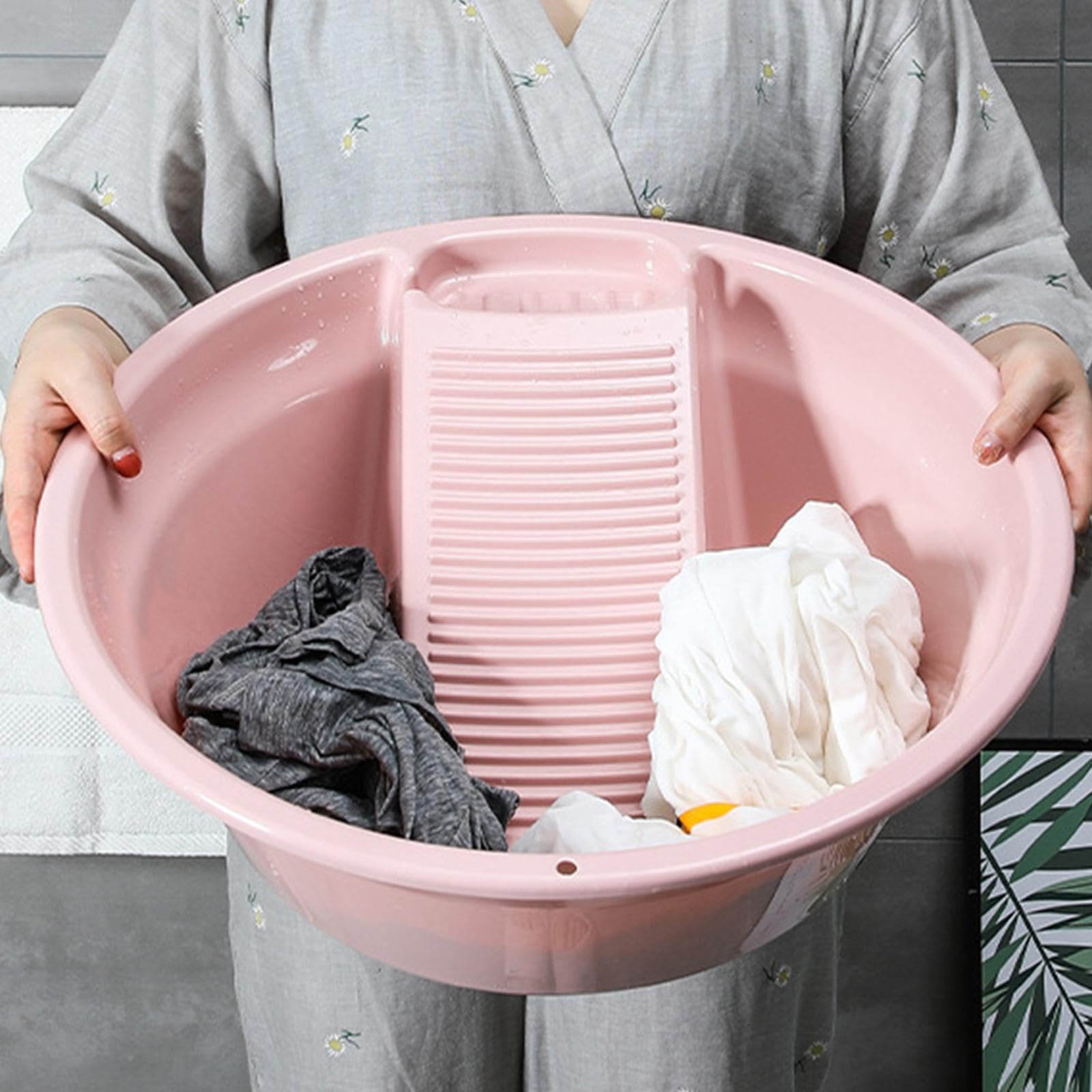 Waschbrettbecken für Handwäsche Integrierte Waschtrommel Robuste Wanne Und Praktische Größe Leicht zu Verstauen für Garten Apartment Outdoor, Rosa