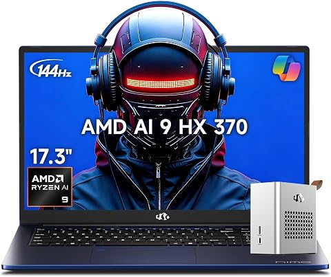 NIMO 17.3 AI Laptop with AMD Ryzen 9 HX, 64GB RAM, 4TB SSD, eGPU Dock, and Radeo