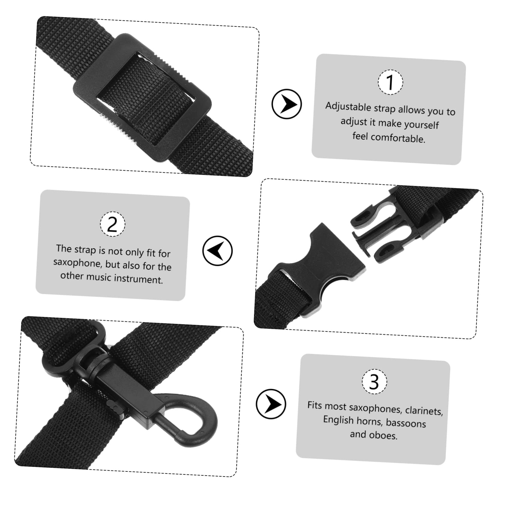 Abaodam Pcs Adjustable Saxophone Harness Strap for Alto Tenor Baritone Sax Comfortable and Sturdy