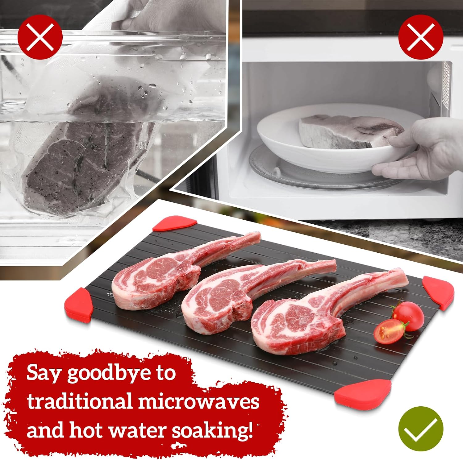 Defrosting Tray for Frozen Meat, Miraculous Rapid Natural Heating Defroster Board, Small Size Thawing Plate Kitchen Mat