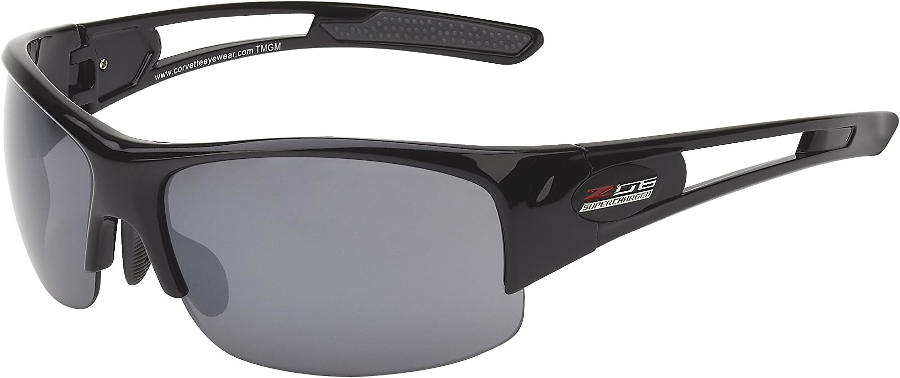Z06 Supercharged Emblem Rx Capable Series Gloss Black Rimless Frame + Micro Fiber Carrying Bag + + Bonus Extra Smoke Lens Set.