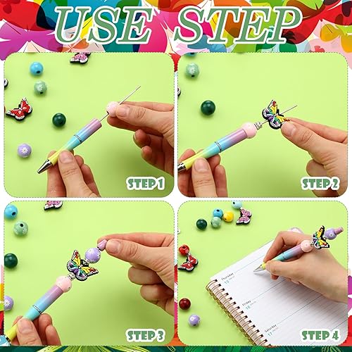 Miniatura 10 de Ctosree 36 juegos de bolígrafos con cuentas, bolígrafos de bola, bolígrafos con cuentas, kit de bolígrafos de cuentas a granel, cuentas espaciadoras