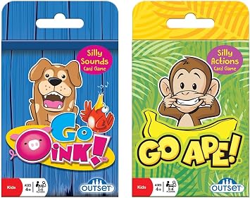 Outset Media Go Oink! - Go Ape! Travel-Pack Card Games - No Reading Required - for 2 to 6 Players Ages 4 and up
