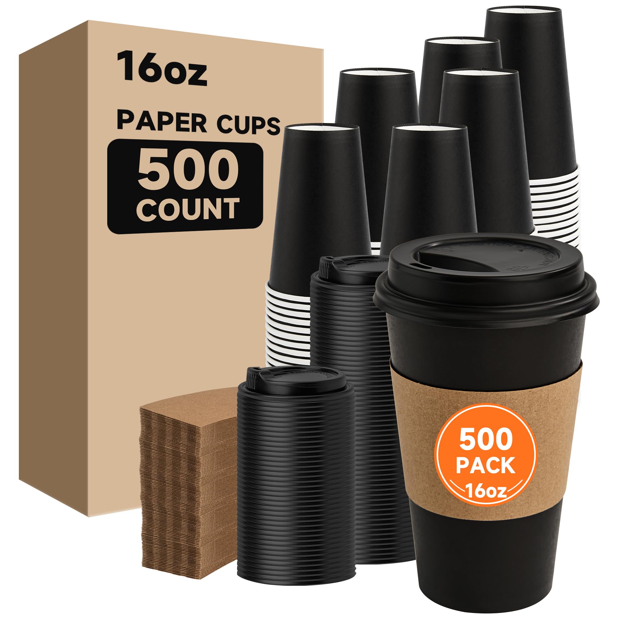 Disposable Coffee Cups with Lids - 100 Pack -27