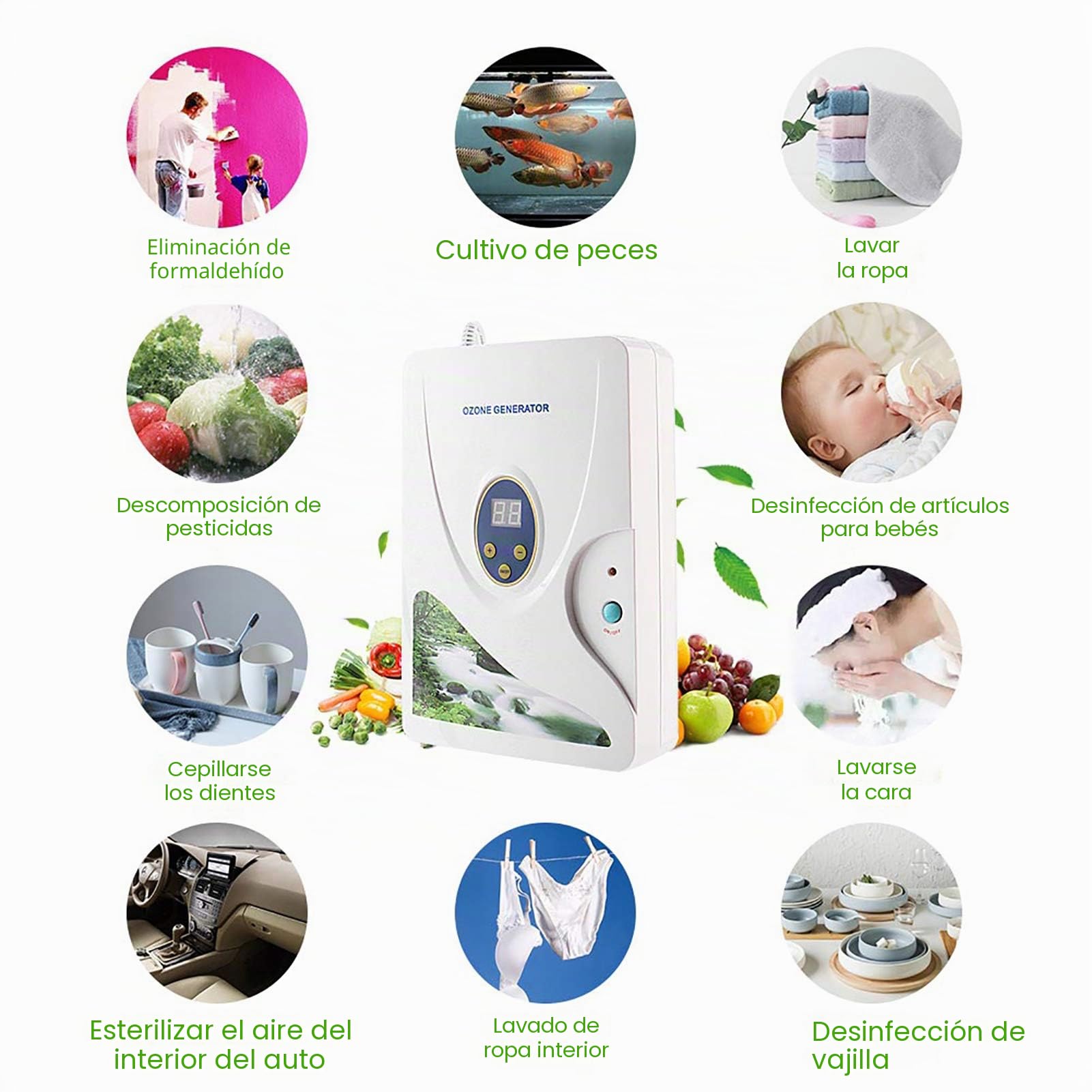 Generador de ozono multipropósito, generador de ozono de juicio, máquina de ozono de agua, purificador de aire, agua, aceite, ozonizador, purificador de frutas y verduras, máquina de ozono para frutas