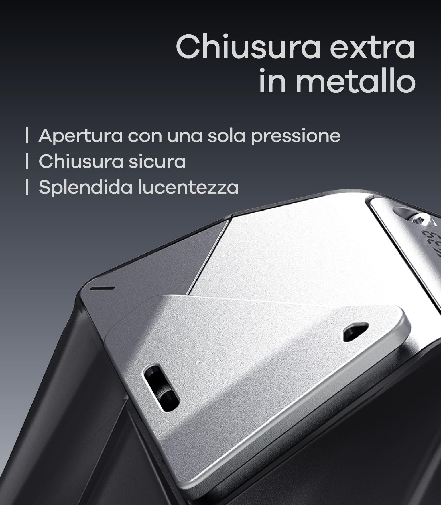 Aulumu A39 Cover per AirPods Pro 3 (2025) Custodia Geometrica con Serratura e Cordino, Case Cover Protettiva con Fibbia in Nylon, Armatura in Lega, Protezione Totale Contro le Cadute, Nero