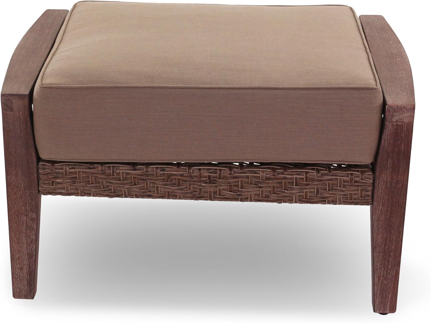 Courtyard Casual Buena Vista II Ottoman Stained Eucalyptus Wood KD Sunbrella Fabric