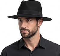 Maixora Classic Wide Brim Fedora Hat for Men & Women - Vintage 1920s Gangster Felt Panama in Black & White