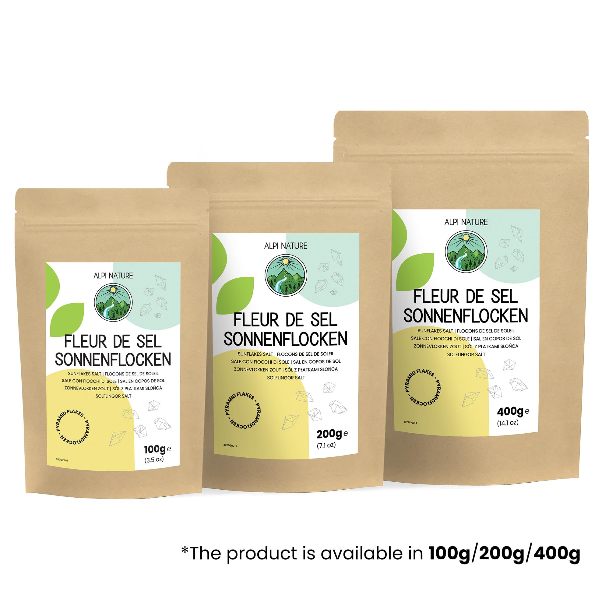 Alpi Nature Płatki Soli Morskiej Sunflakes 100g, Ręcznie Zbierane Płatki Soli Fleur de Sel 0.5-3 mm