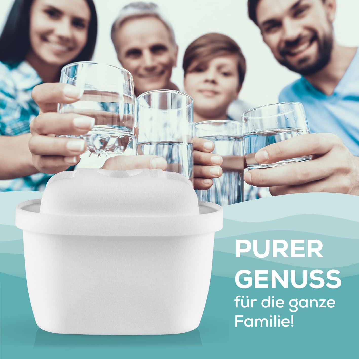 yucona® Cartucho de filtro de agua reutilizable, Kit de iniciación de 13 piezas (12 meses), Filtro de agua con un 96% de ahorro de plástico, Incluye bolsas de filtro, Carbón activo de cáscara de coco