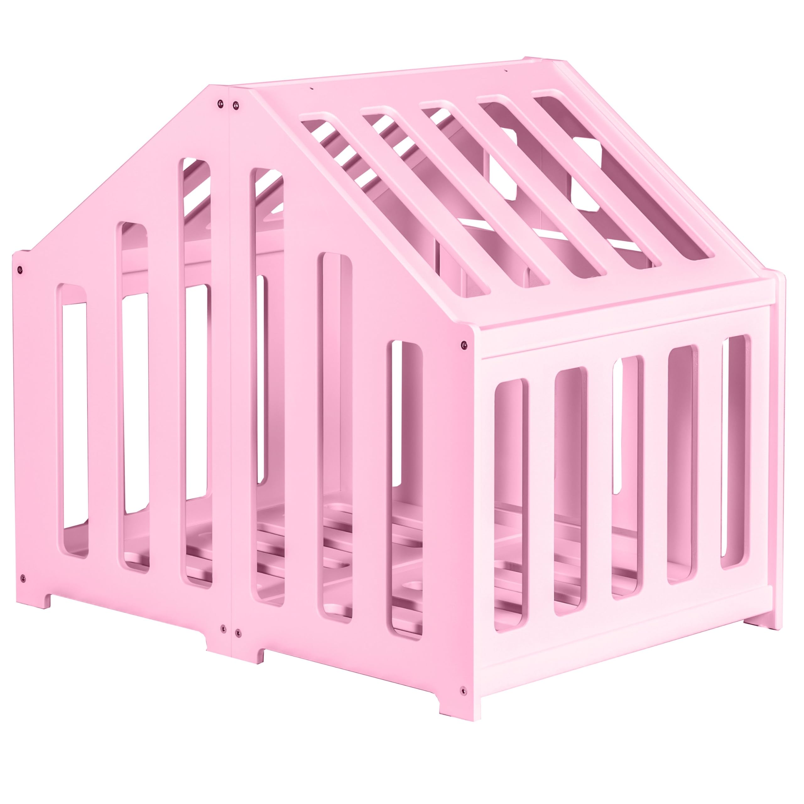 Hundehütte aus Holz, Hundekäfig Verschließbar, Tierhaus, Hundelaufstall, Hundehaus, Haustierbox, Hund, Katze, Indoor, Rosa