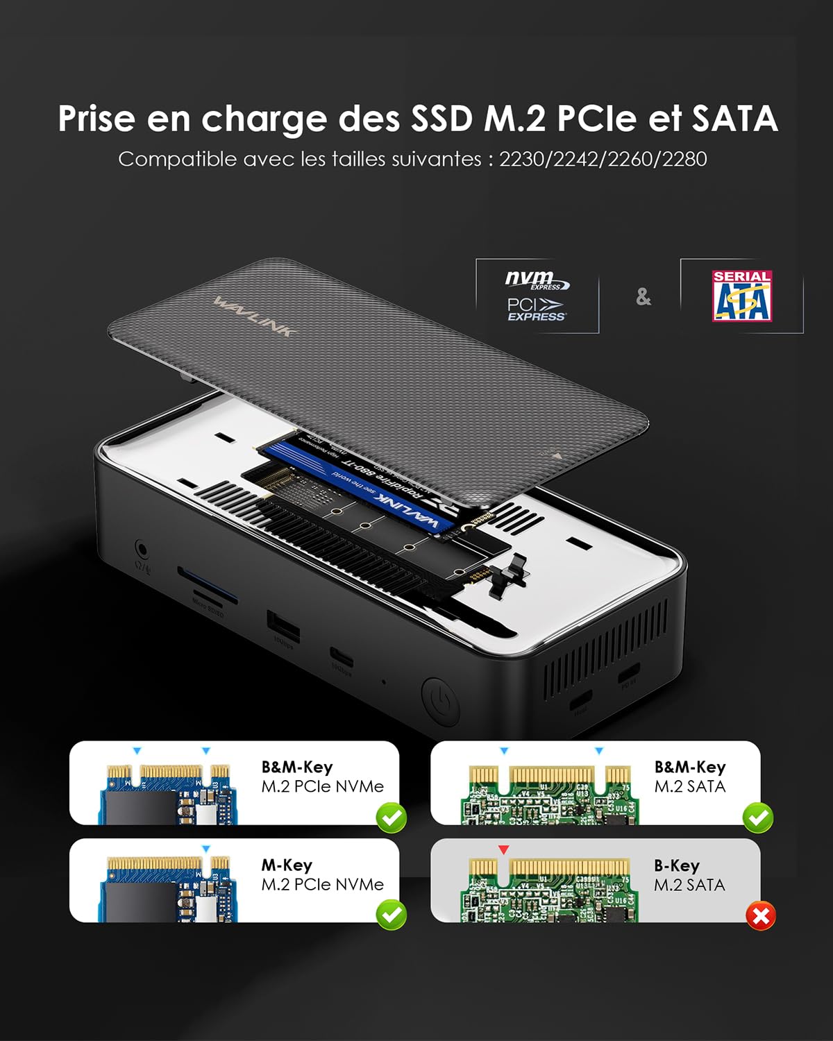 WAVLINK Station d'accueil (12 en 1) pour 3 * 4K moniteurs