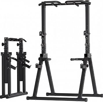 Foldable Power Tower Pull Up Bar Station, Adjustable Height