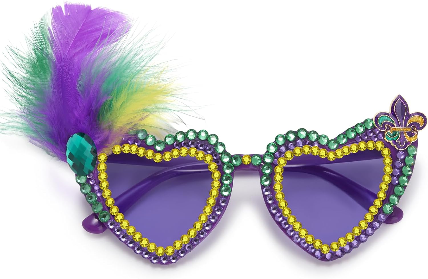 Mardi Sunglasses for Women Purple Heart Festival Party Glasses New Orleans Carnival Parade Gras Outfit Accessories - Image 3
