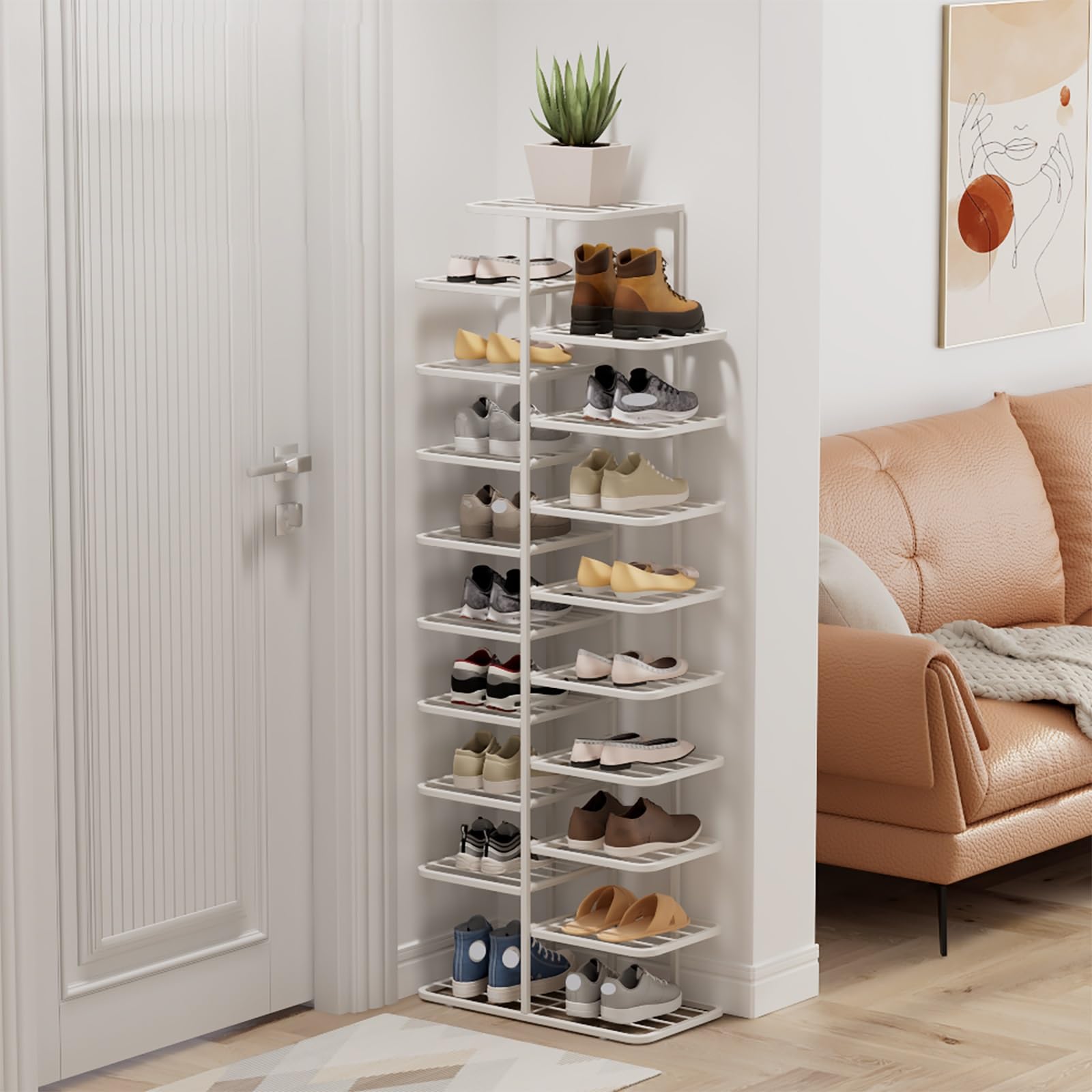 Étagère à chaussures contre le désordre au sol, structure 135 cm