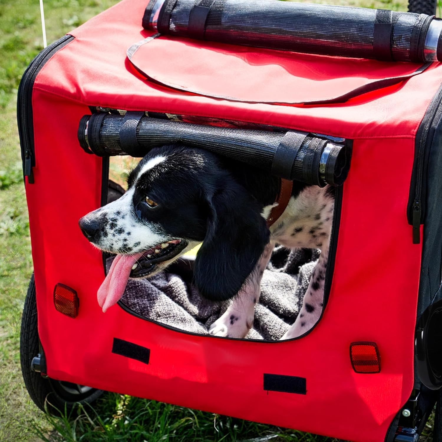 sogesfurniture Remorque pour chien pour vélo, poussette pour chien, pliable, avec embrayage, drapeau, réflecteur, toile Oxford 600D, remorque de vélo pour chien