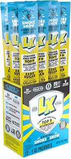 Lorissa's Kitchen Smoke Show Grass-Fed Smoked Beef Sticks 12-Pack 1oz - Zero Sugar, Allergen-Free High-Protein Snacks