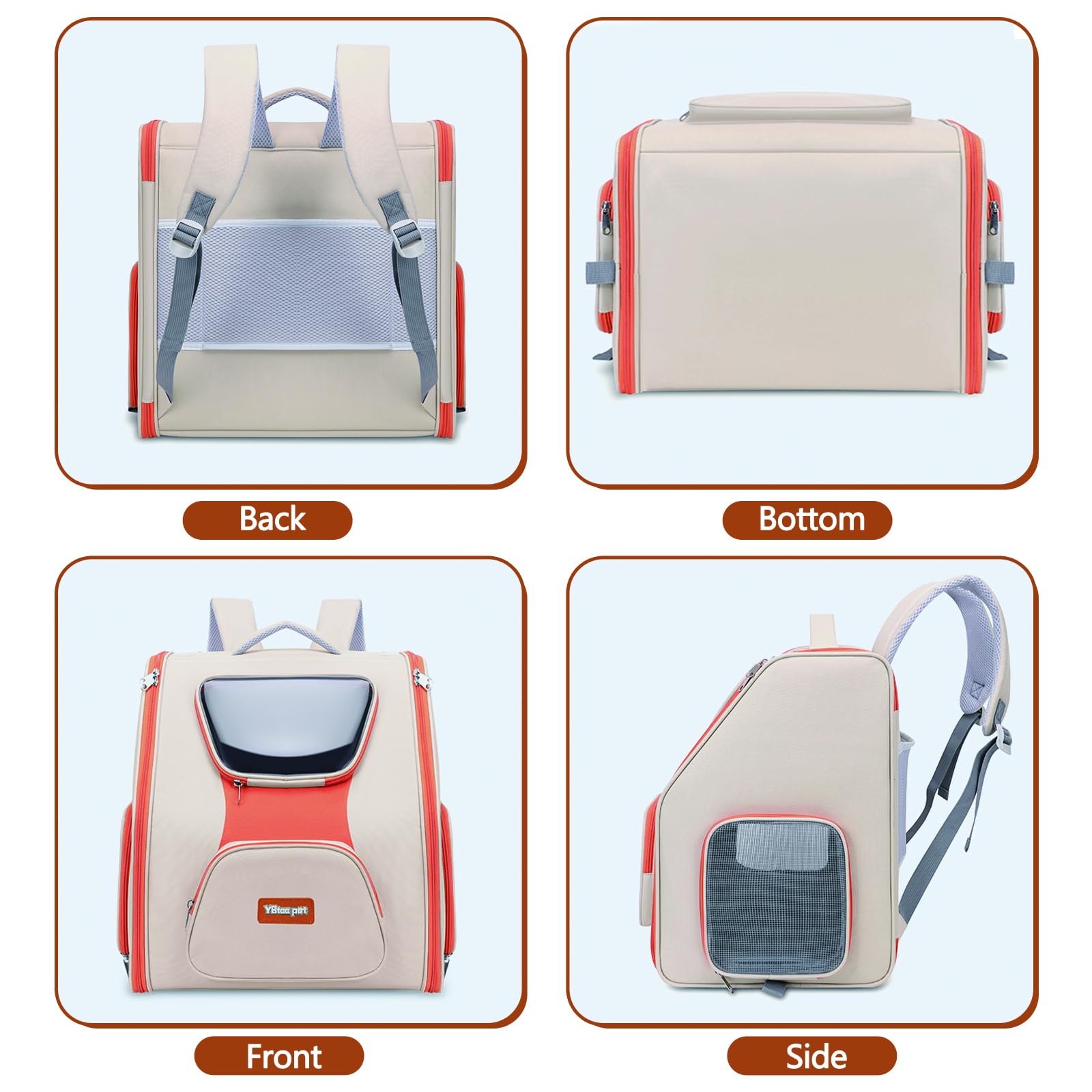 Galatée Mochila para Gatos, Mochila Cómoda para Perros para Viajes, Senderismo y Acampadas, Mochila Transpirable para Mascotas, Bolsa De Viaje para Gatos Homologada para Aerolíneas(Morado)