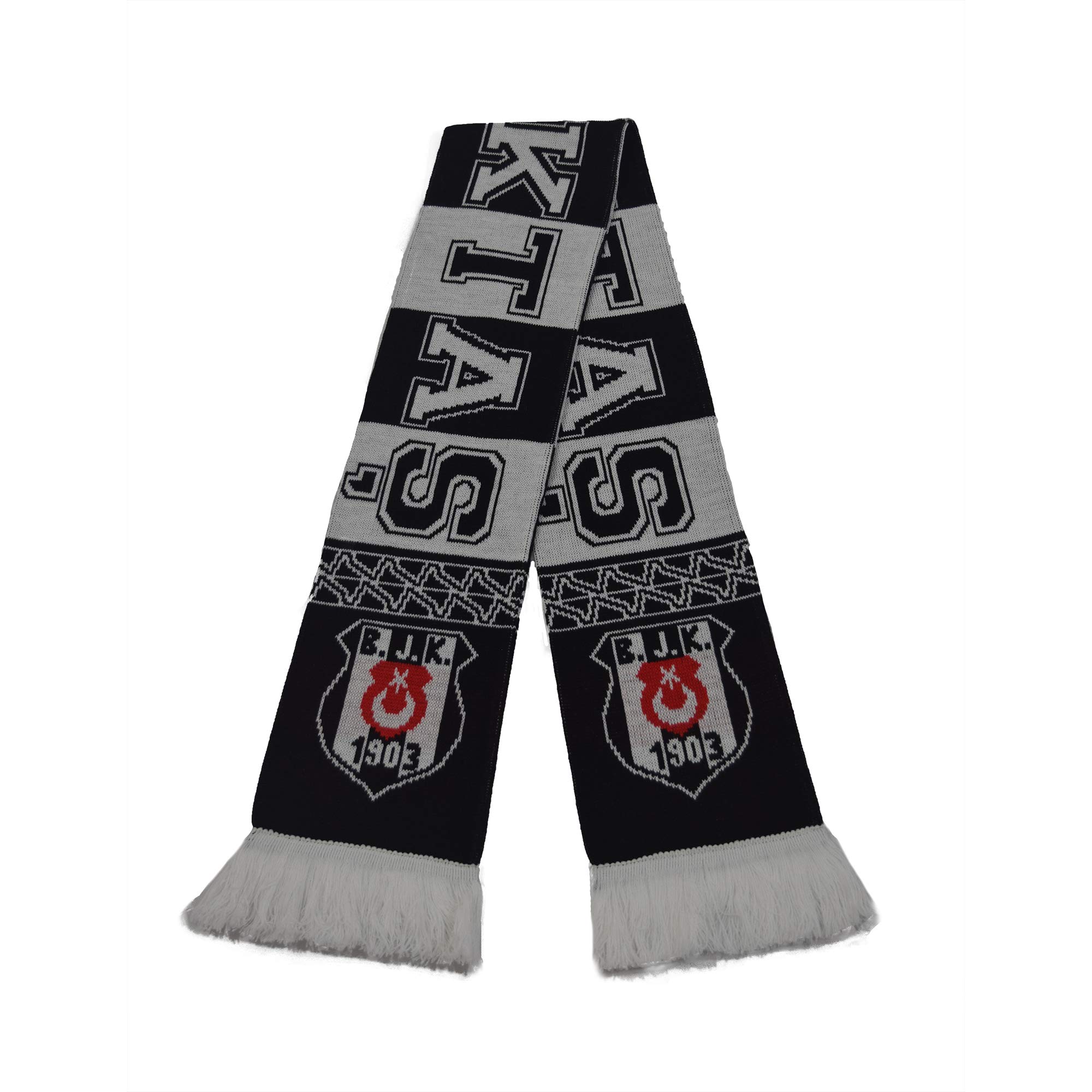 Besiktas Scarf | Besiktas Soccer Fan Scarf | Premium Acrylic Knit, White, Large
