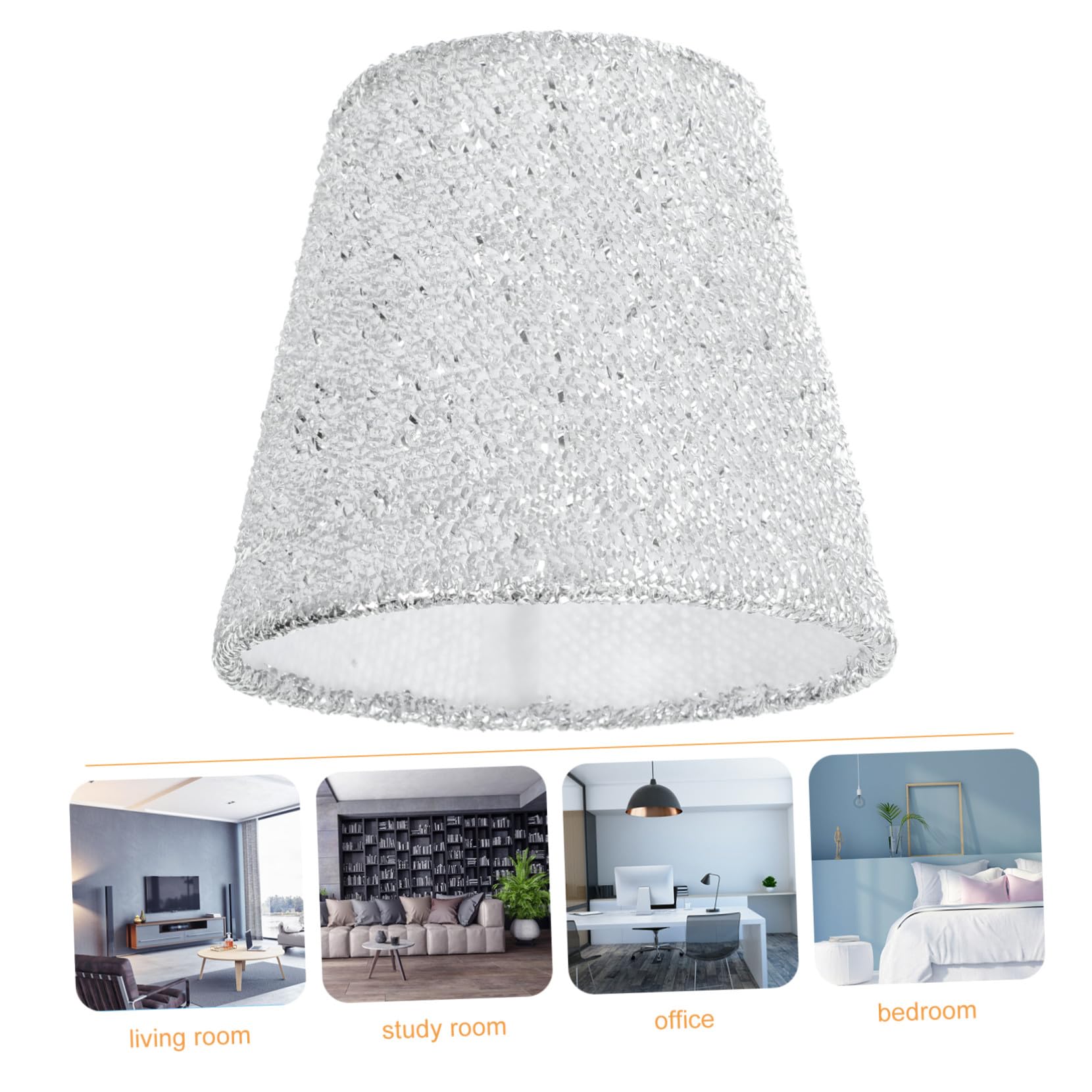 Mikikit Abat-jour en Tissu Argenté pour Lampe de Table E14, Résistant à L'usure, Crée une Ambiance Chaleureuse, pour Salon et Bureau
