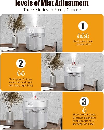 Miniatura 5 de Yagxizn Humidificador de habitación pequeña para dormitorio, mini humidificador de aire portátil de 2 L, humidificador USB con luz nocturna,