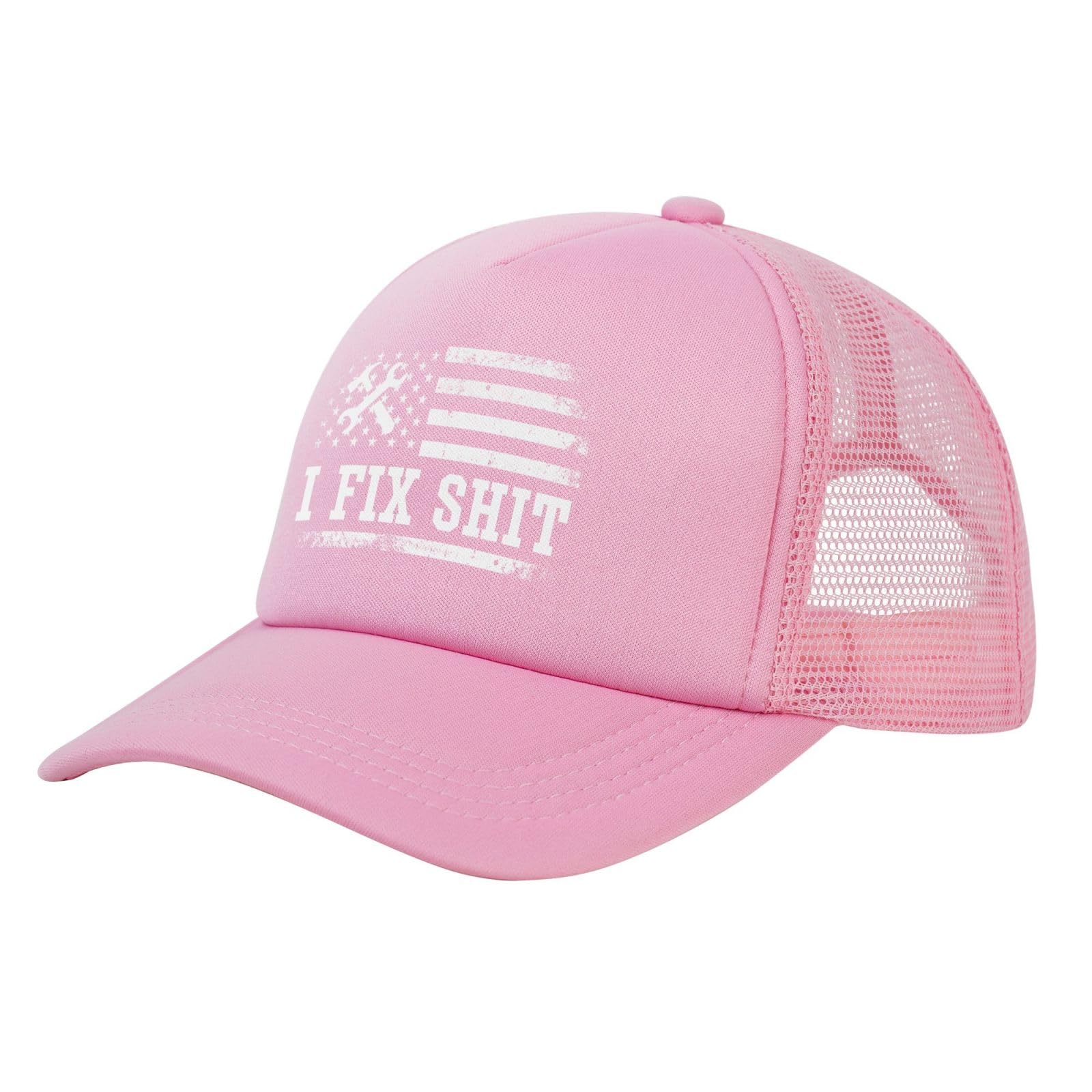 Melbrakin I Fix Shit Cap That's What I Do Mesh Trucker Hat Pink