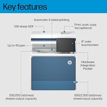 HP Color LaserJet Enterprise MFP 5800dn Printer, Print, Scan, Copy, Best for Business (6QN29A)