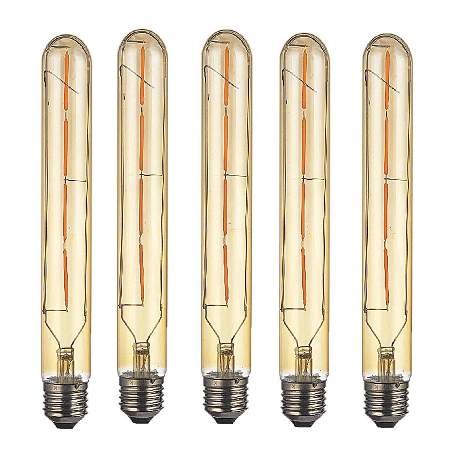 Ampoule de Filament LED Edison Vintage Tube Flûte Lampe à Incandescence 4W T30 Chaud Blanc 2300k [Energy Classe A +] 5pcs