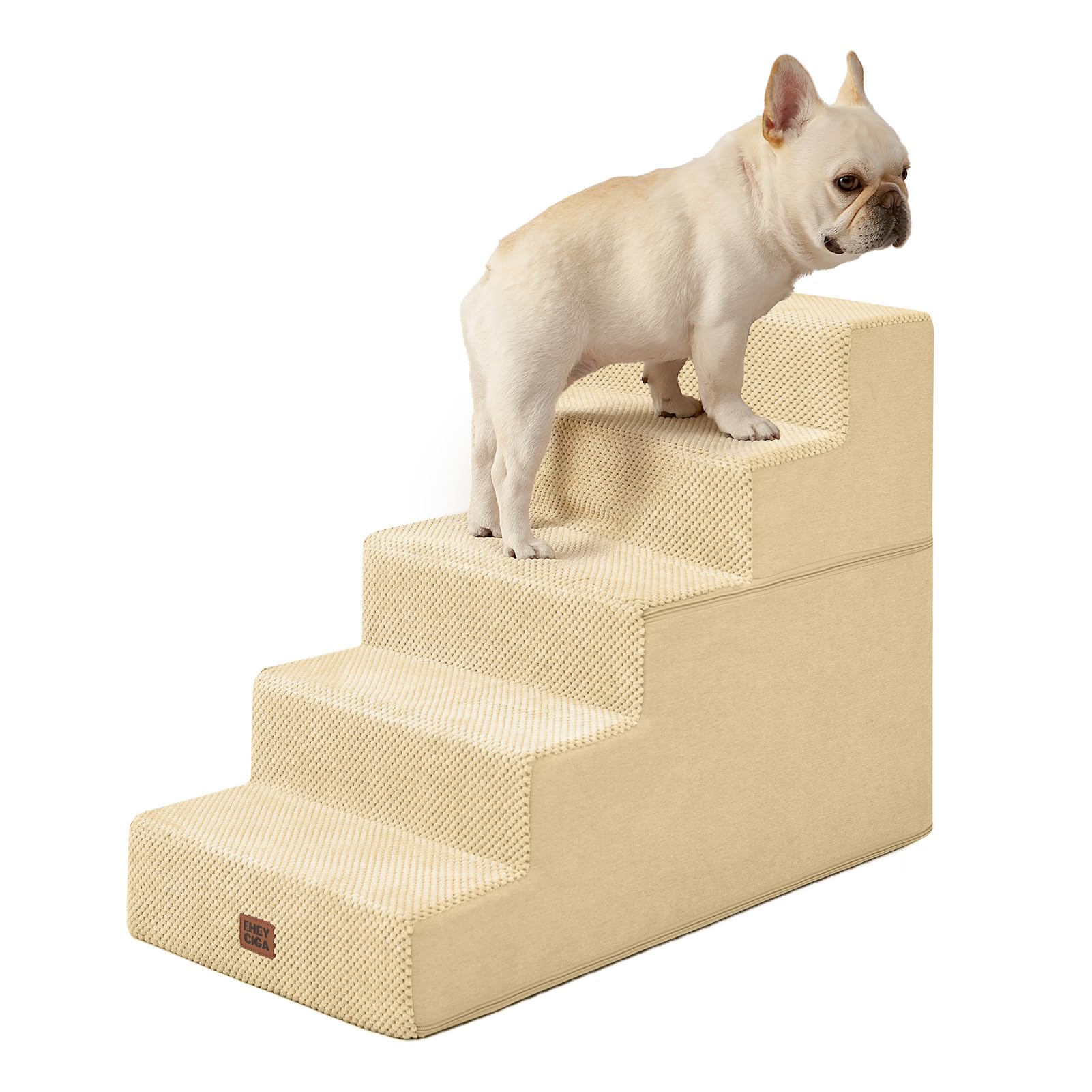 EHEYCIGA Dog Stairs for High Bed 22.5" H, 5-Step Dog Steps, Graige | Pet Steps for Small Dogs and Cats for Bed, Non-Slip Balanced Pet Ramp Indoor