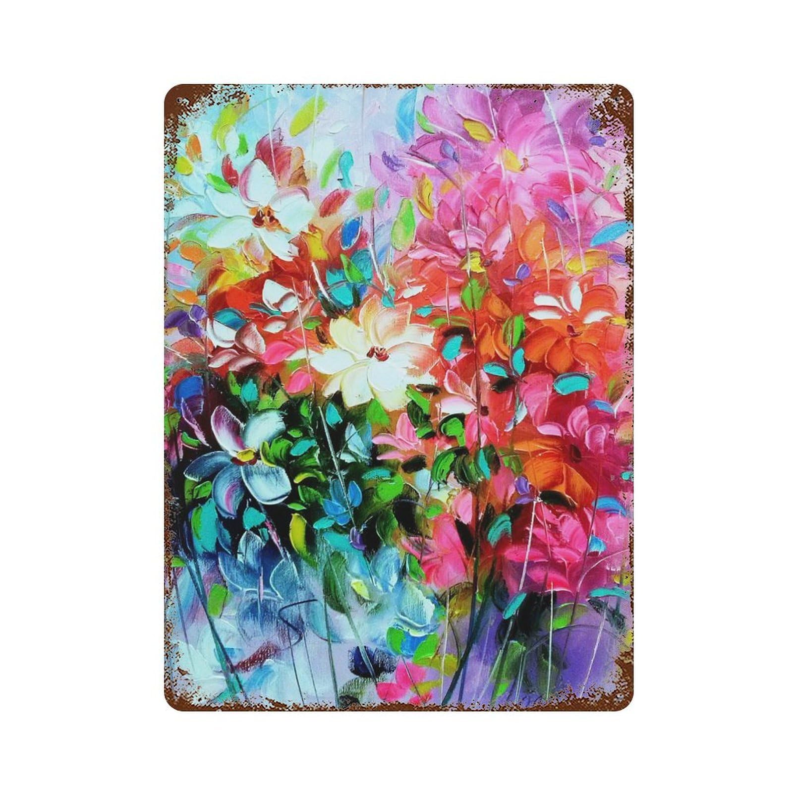 Ball of Flowers Rusty Metal Tin Sign 15.7"x11.8", for Shed, Workshop And Garage Wall Decor, Shabby Chic Decor