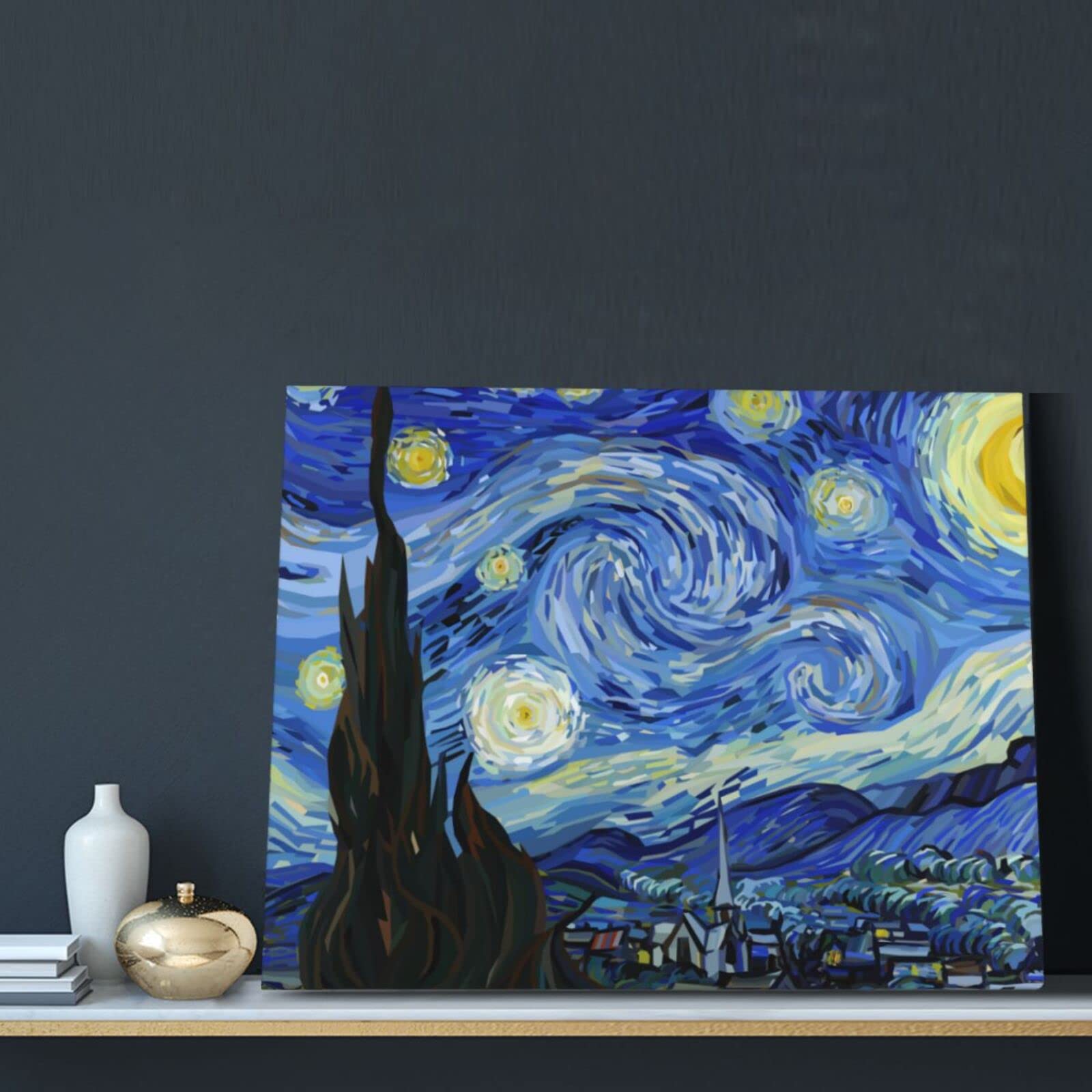 Amazon.co.jp: ゴッホ柄 星 夜 月 復古風 アニメ アートパネル