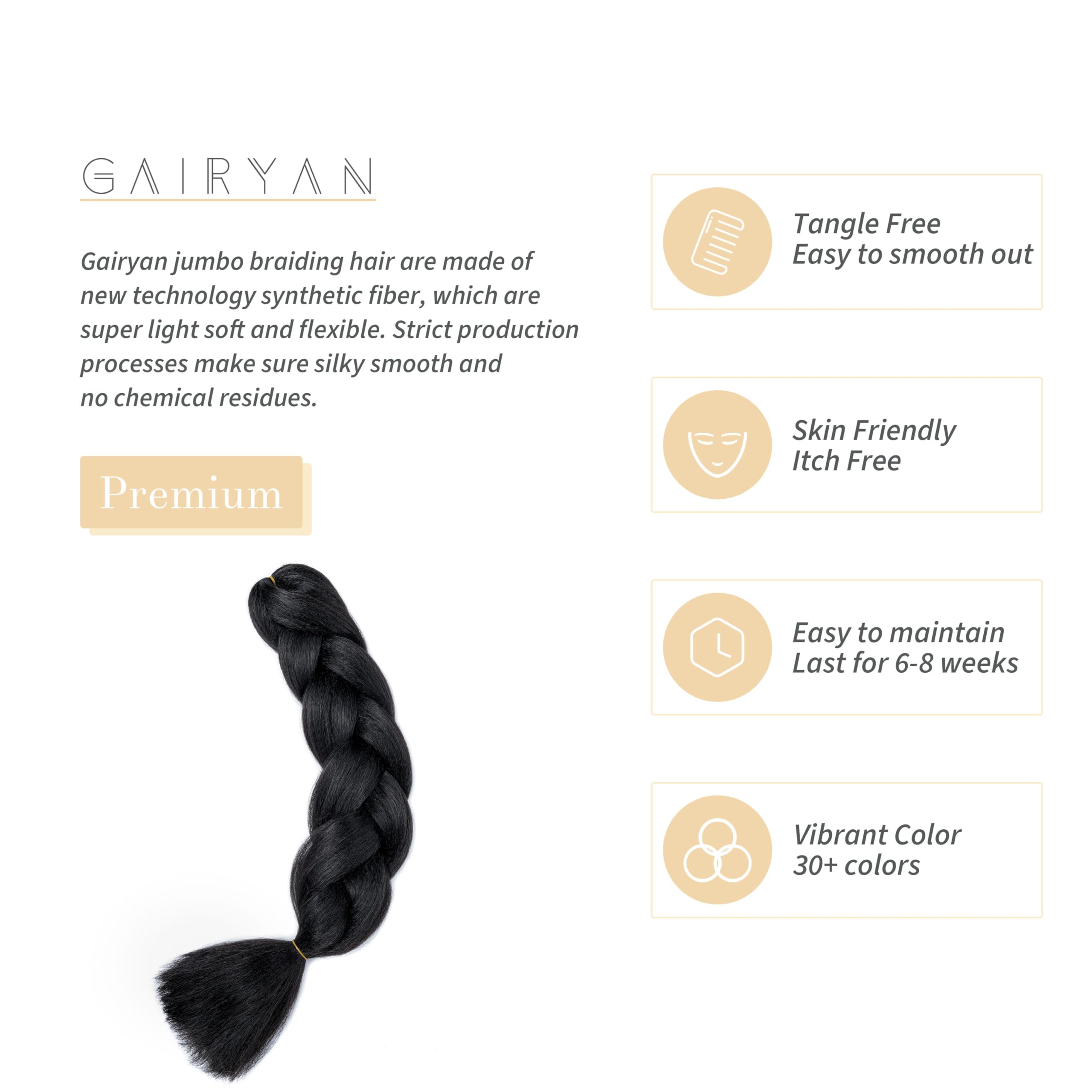 Gairyan Jumbo Braiding Hair Extensions 1pcs Dark Black Jumbo Braids Hair Extensions for Braiding Synthetic Hair 1 Pack 24 inches 100g Box Braids Crochet Twist - Image 3