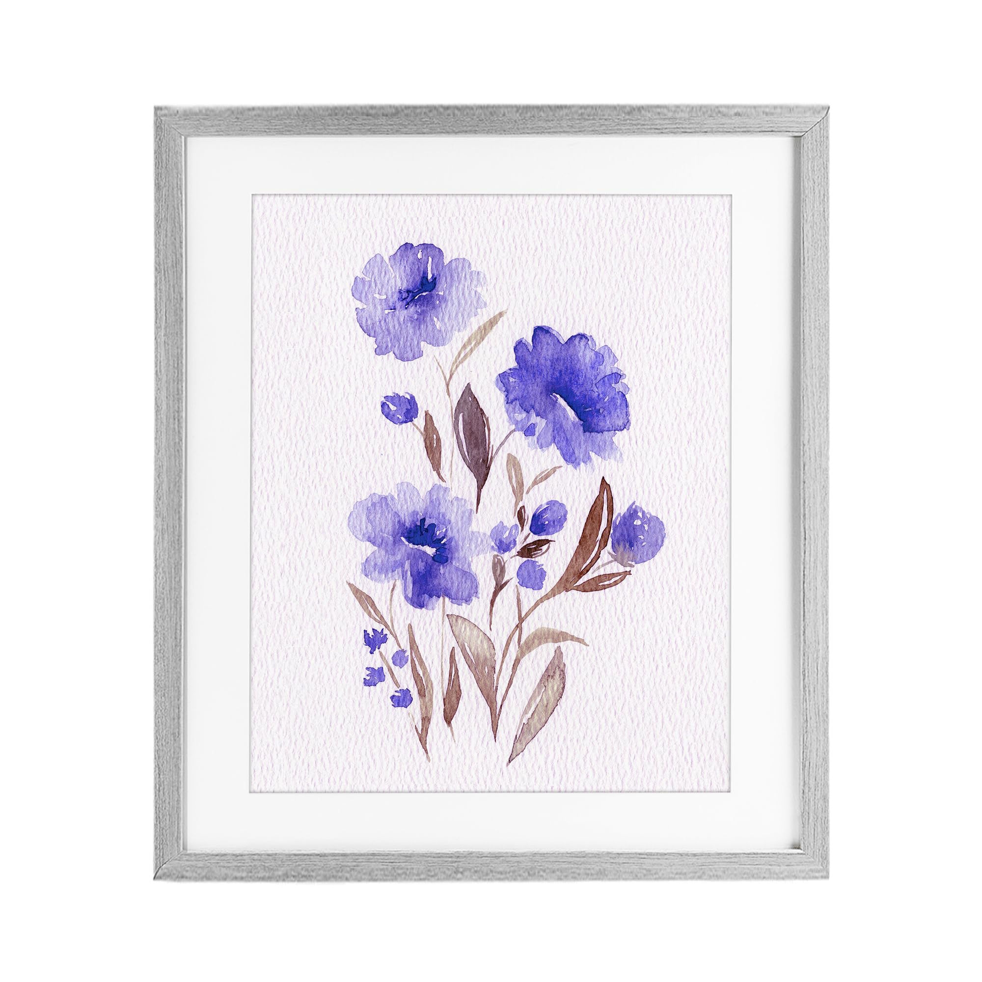 Stupell Industries Farmhouse Gray (Textured) Watercolor Purple Blossoms Floral, 13 X 16 Inch Framed Print Under Glass