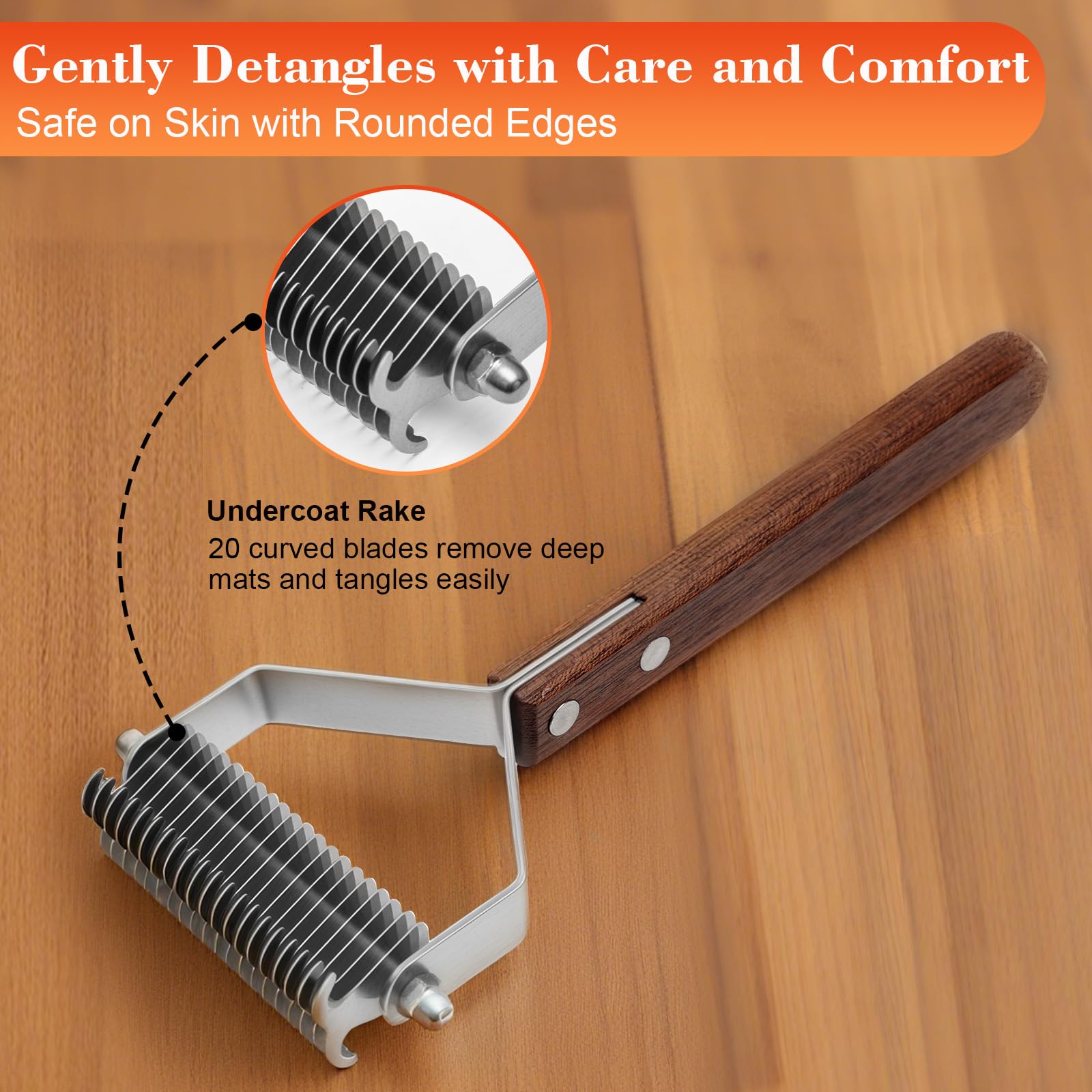 Toilettage Cheval Brosse, Toilettage Massage Brush Cheval avec Porte-Peignes en Cuir,Convient aux Chevaux, Chats, Chiens (Manche en Bois)