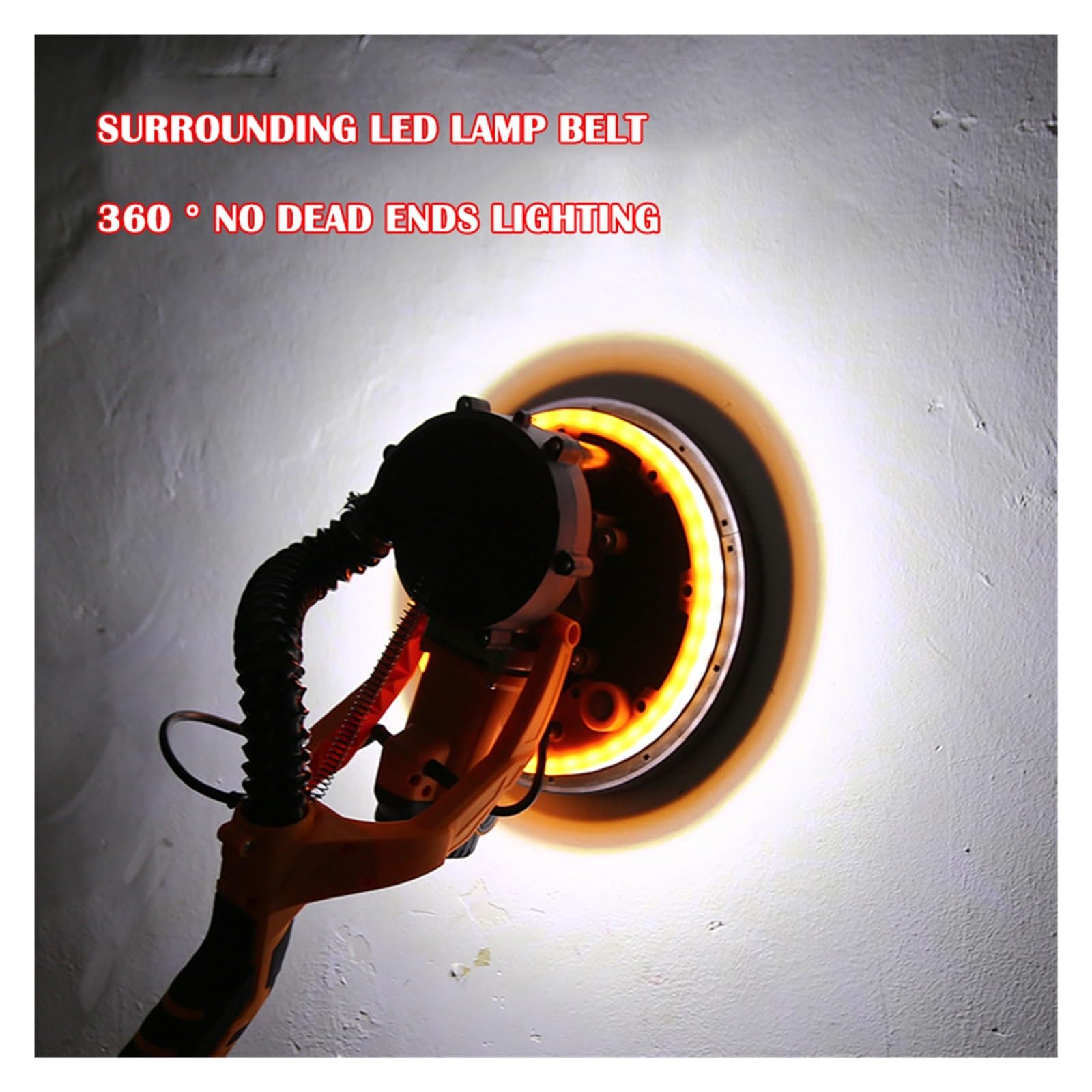 Levigatrice a Nastro, Levigatrice elettrica for cartongesso da 9 pollici for pareti 225 mm Stucco senza polvere Auto-vuoto LED Macchina for carta vetrata for lucidatura asta lunga(Set meal 2)