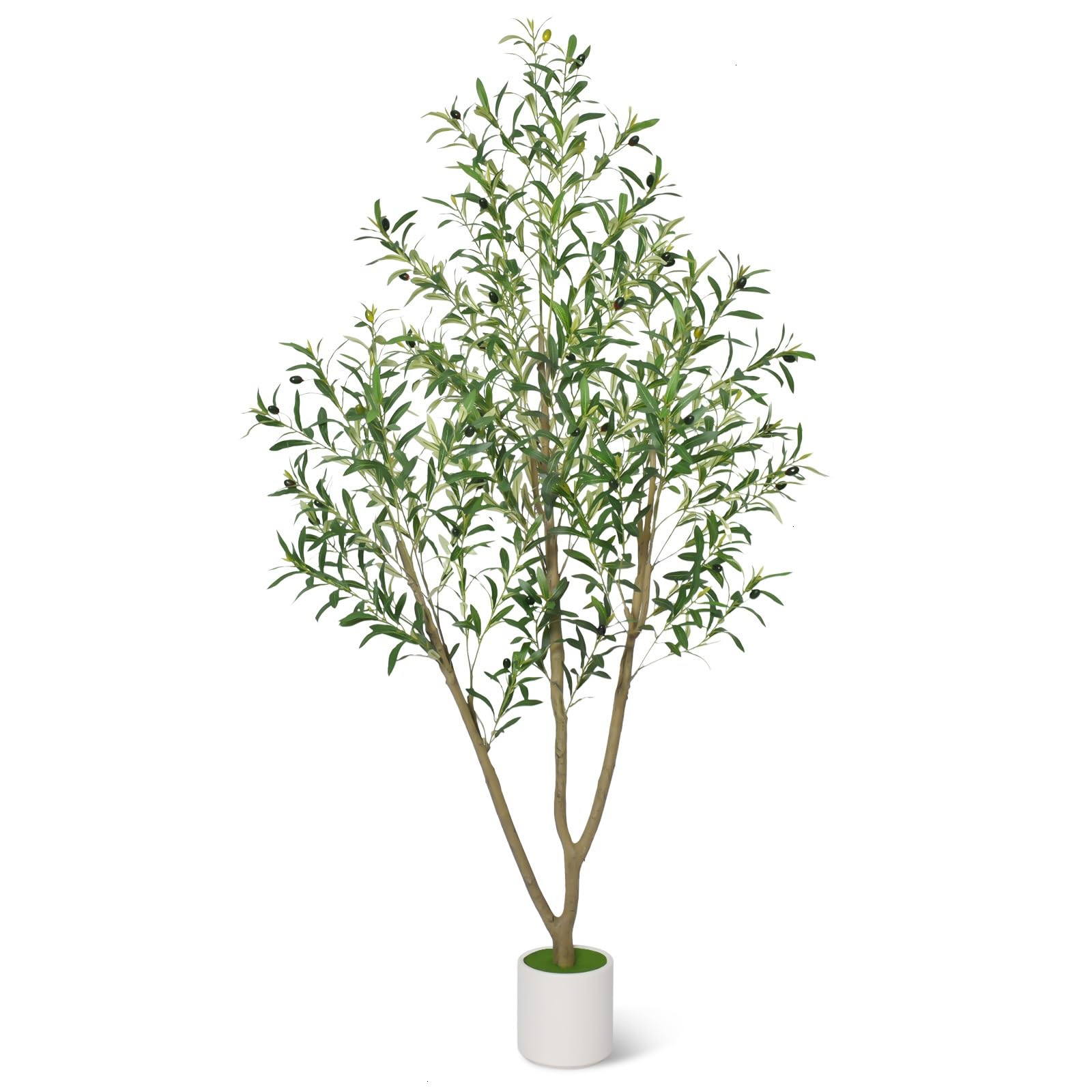 Condition photo showing New/Like New for faux olive tree 6ft tall olive trees artificial indoor with white planter, artificial plants indoor faux tree with realistic leaves and lifelike fruits, fake plant for home office decor