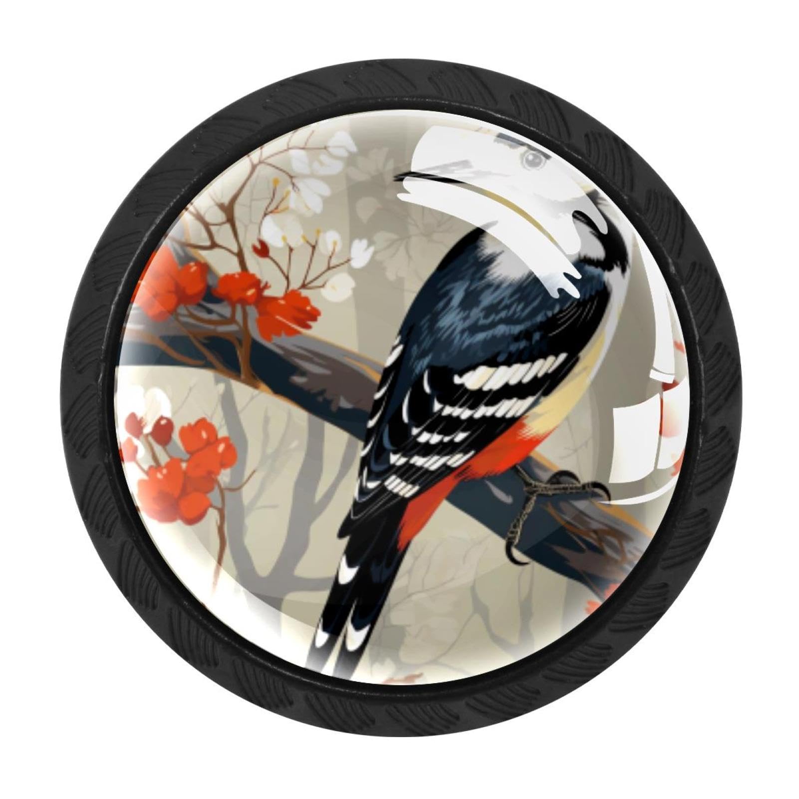 CHENZZZZ 4 Pieces Woodpecker Drawer Knobs, 35mm Black Cabinet Knobs, Drawer Pulls and Knobs, Dresser Drawer Knobs, Cabinet Hardware Kitchen Cabinet Knobs