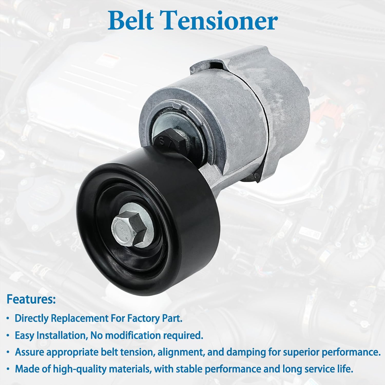 Belt Tensioner Assembly with Pulley Compatible with 2010-2014 Hyundai Tucson, 2006-2014 Sonata, 2011-2015 Kia Sportage, 2007-2010 Rondo, 2006-2015 Optima, 2010-2013 Forte Koup, Replaces# 2528125000